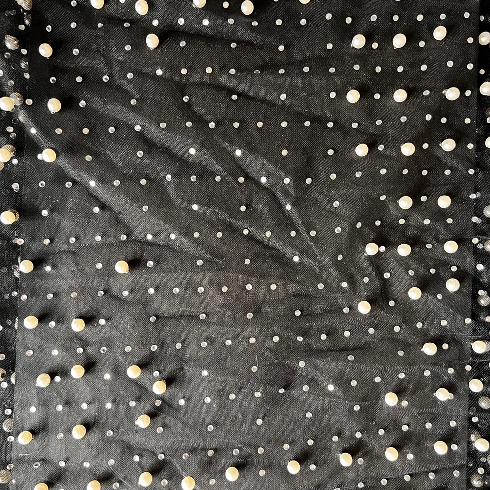 H&M Sheer Black Pearl-Embellished Mesh Slip Dress | Evening / Layering Piece - Picture 4 of 4